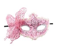 Support unique pour femme Maquillage Danse Protection du visage peinte avec de la poudre d'or Cornered Demi-visage Carnaval Fête Protection du visage qui convient ensemble, Rose, taille unique