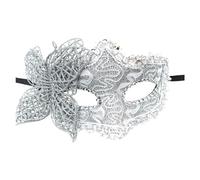 Support unique pour femme Maquillage Danse Protection du visage peinte avec de la poudre d'or Cornered Demi-visage Carnaval Fête Protection du visage qui convient ensemble, argenté, taille unique