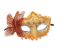 Support unique pour femme Maquillage Danse Protection du visage peinte avec de la poudre d'or Cornered Demi-visage Carnaval Fête Protection du visage qui convient ensemble, Orange, taille unique