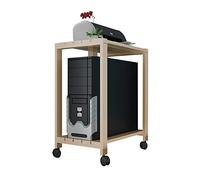 Support unité Centrale Support de processeur mobile support de stockage en bois support de processeur à 2 niveaux roulant support de tour de bureau chariot de support avec roues de verrouillage for bu