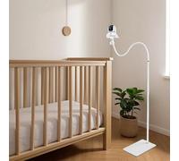 Support universel au sol pour moniteur de bébé, support de caméra de surveillance avec étagère de moniteur avec tuyau flexible, compatible avec la plupart des caméras de surveillance pour bébé (blanc)