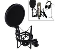 Support universel de Microphone à charge portable, micro professionnel, support antichoc avec bouclier sonore Pop, support d'écran, noir professionnel