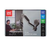 One For All Support de table Solid Dual – 2 écrans 33–88,9 cm – réglable en hauteur, mobile – Noir