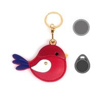 Support universel pour étiquette intelligente, convient pour Tile Mate, AirTag, Eufy SmartTrack Link, porte-clés, étui mignon en cuir avec porte-clés (rouge)