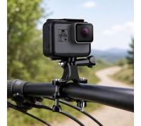 Support universel pour guidon de vélo et moto avec vis pour caméras de sport Puluz, mâchoires flexibles pour GoPro, Insta360, DJI et autres caméras d'action (Noir)