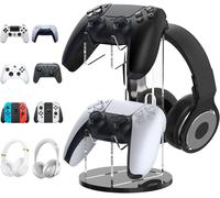 Support Universel Pour Manette De Jeu, Support De Manette De Bureau Pour Ps5, Ps4, Xbox One, Xbox Series, Support Multifonctionnel 2 En 1 Pour Contrôleur De Jeu/Casque - Noir & Transparent