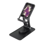 Support universel pour téléphone portable avec fleurs violettes et blanches, support réglable, trépied rotatif à 360° pour iPhone, parfait pour un usage quotidien