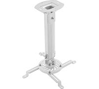Support Universel pour Vidéoprojecteur Support Plafond Inclinable de +-15°-Pivotant de 360°-Jusqu'à 13,5 Kg-Réglable en Hauteur 380 mm-580 mm-Passage de Câble-Blanc