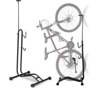 Support vélo au sol Fiqops, 3 fonctions pour accrocher ou placer le vélo horizontalement et verticalement, 20 à 27.5 pouces Convient pour la roue avant ou arrière