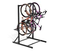 Support Vélo Garage pour 4 Vélos - Porte-Vélo Autoportant Vertical en Acier Robuste avec Crochets et Support Casque, Râtelier Vélo sur Pied pour Rangement Maison, Garage ou Intérieur, Charge 136 kg