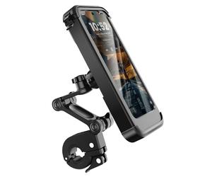 Support Vélo / Moto Téléphone avec Coque Intégrale Étanche et Tactile Noir