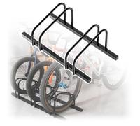 Support Velo Porte-vélos vertical autoportant, support de rangement en acier d'une capacité de 2 à 6, adapté au stationnement sur campus et communautaire(Black 2 racks)