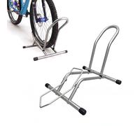 Support vélo Relaxdays, 16-29 Pouces, pour pneus jusqu'à 10,5 cm, pour Roue Avant ou arrière, au Sol, 1 vélo, Argent