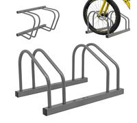 Support vélo Relaxdays, montage sol/mur, 2 vélos, pneus jusqu'à 65mm, garage/cour, range-vélos en ligne, acier, argent