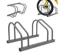 Support vélo Relaxdays, montage sol/mur, 2 vélos, pneus jusqu'à 65mm, garage/cour, range-vélos en ligne, acier, argent
