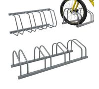 Support vélos Relaxdays, montage sol/mur, 4 vélos, pneus ≤65 mm, garage/cour, rangement en ligne, acier, argent