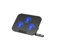 Support ventilé, refroidisseur pour PC jusqu'à 17'' avec support téléphone, 5 hauteurs, 2 ports USB 2.0, 3 ventilateurs avec vitesse ajustable, 340x256x35.6mm