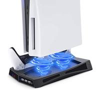 Support vertical avec ventilateur de refroidissement pour Play Station 5 et PS 5 Digital Edition, station de charge à double contrôleur, organiseur horizontal avec 3 concentrateurs USB pour Dual Sense