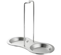 Support Vertical De Repose-cuillère avec 2 Plats De Repos, Supports De Louches À Soupe en Acier Inoxydable, Supports De Cuillères Debout pour Outil De Cuisine De Restaurant