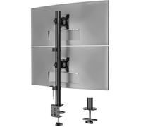 Support vertical double écran 2 moniteurs 13-34"" VESA 75x75/100x100 mm 10 kg/bras rotation 360° inclinaison ±15° fixation serre-join
