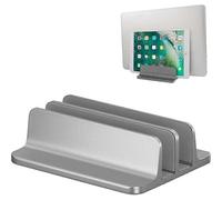 Support vertical double pour ordinateur portable, support de bureau double réglable pour ordinateur portable (jusqu'à 17,3 pouces) compatible avec tous les MacBook Pro/Air/Microsoft Surface (G