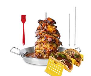 Support vertical en acier inoxydable pour four | Al Pastor Brochette pour grill, El Pastor Hack pour Tacos Al Pastor Poulet, Brésilien, avec bâton de 20,3 cm, 25,4 cm