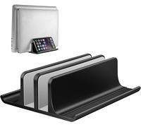Support Vertical Ordinateur Portable,Support PC Portable,Conception Incurvée aux Deux Extrémités,Peut Placer des Laptop et Phone en Même Temps,Compatible avec Macbook Pro/Air,iPad-Noir