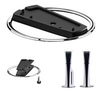 Support Vertical pour Console PS5 Slim Disc & Digital, PS5 Stand Replacement Vertical Stand with Screw, Socle Vertical Noir, Support de Console Peu Encombrant Compatible avec Slim Disc et Digital