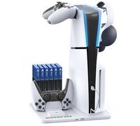 Support Vertical pour Console PS5 Slim, Station de Charge avec Ventilateur Refroidissement pour Manettes PlayStation 5 Slim