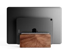 Support Vertical Pour Ordinateur Portable En Bois De Noyer De Qualité Supérieure Pour Macbook (Bois De Noyer, Double Fente Réglable)