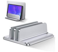 Support vertical réglable à double fente polyvalent, organisateur de bureau en alliage d'aluminium sablé pour tous vos appareils jusqu'à 17,3