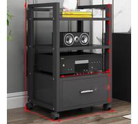 Support vidéo à roulettes à 3/4/5 niveaux, support multimédia réglable pour home cinéma, armoire de divertissement noire élégante pour équipement TV et vidéo