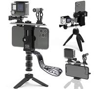 Support vidéo pour prise de vue verticale/horizontale Dreamgrip Scout VL avec micro directionnel Minigun, microphone cravate Lavalier, meilleur kit de démarrage YouTube compatible avec iPhone, Samsung