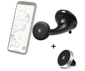 Support Voiture Aimanté 2 en 1 sur Pare-brise + Ventilation Noir - 100% Plastique recy igben