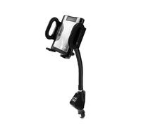 Support Voiture Allume-cigare avec 2 ports de sortie USB Bras flexible Noir