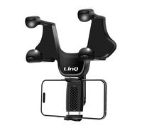 Support Voiture pour Smartphone Fixation Rétroviseur Rotatif Noir