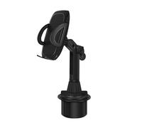 Support voiture pour smartphone pour emplacement porte-gobelet - Fixation par rotation de la base contenant 3 points daccroches ajustables - Hauteur et orientation réglables - Emplacement smartphone e