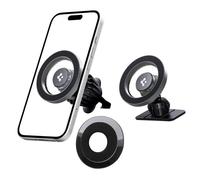 Spigen Support Telephone Voiture Magsafe/Pixelsnap [Anneau Métallique Inclus] Rotatif à 360°, Universel Support Telephone Voiture Magnetique Compatible avec iPhone 17/16/15 Samsung S25 Pixel 10 - Noir