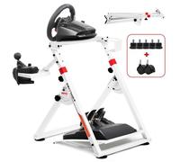 Support Volant Sim Racing Compatible Logitech G920 G29, avec Support Levier de Vitesse et Gobelet, Réglable Hauteur et Angle