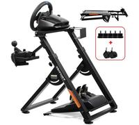 Support Volant Sim Racing Compatible Logitech G920 G29, avec Support Levier de Vitesse et Gobelet, Réglable Hauteur et Angle