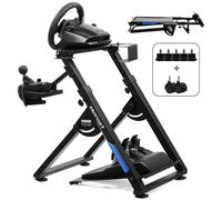 Support Volant Sim Racing Compatible Logitech G920 G29, avec Support Levier de Vitesse et Gobelet, Réglable Hauteur et Angle