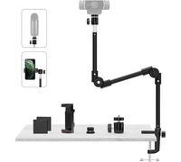 Support Webcam avec Support Téléphone & Vis 5/8¿ 22"" Support Videoprojecteur Flexible, Pied Micro de Bureau Col de Cygne pour Logitech C922 C615 Brio 4K GoPro Hero Blue Yeti Snowball Ice, etc.