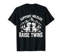 Support Wildlife Raise Twins Dinosaure Funny Parents T-Shirt