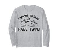 Support Wildlife Raise Twins Funny Twin Mom Dad Cadeau Manche Longue