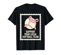 Support Your Local Softball Team Tampon avec nœud Rose T-Shirt