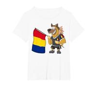 Supporter de Roumanie/Chien de Roumanie T-Shirt, Femme Grandes Tailles, Blanc, 1X