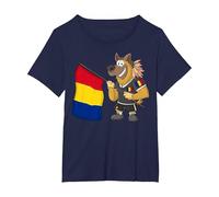 Supporter de Roumanie/Chien de Roumanie T-Shirt, Femme Grandes Tailles, Bleu Marine, 1X