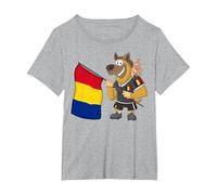 Supporter de Roumanie/Chien de Roumanie T-Shirt, Femme Grandes Tailles, Gris Chiné, 1X