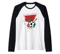 Supporter Maroc Foot Fan Marocain Maillot Drapeau Du Maroc Manche Raglan