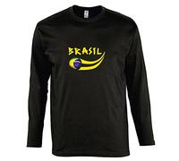 Supportershop Noir Shirt Homme L/S Brésil Football, FR : L (Taille Fabricant : L)